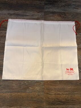 Coach White Drawstring Pouch with Red Logo